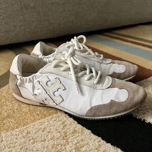 Tory Burch White and Tan Sneakers